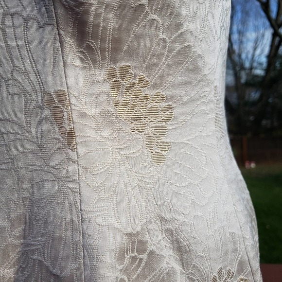 JONES NY Dress Jacket Cream Gold Metallic Formal Silk Set Floral Brocade 12 - Picture 12 of 16